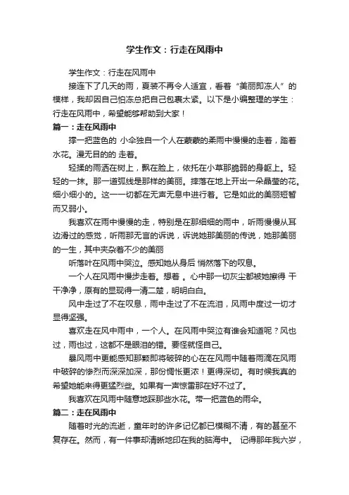 学生作文：行走在风雨中