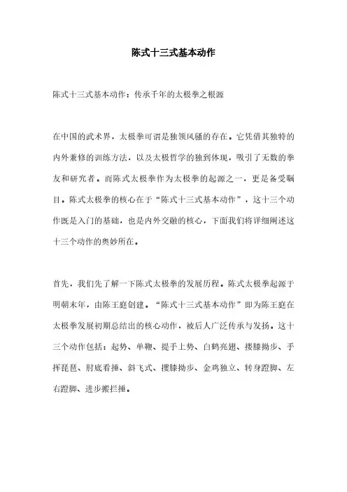 陈式十三式基本动作