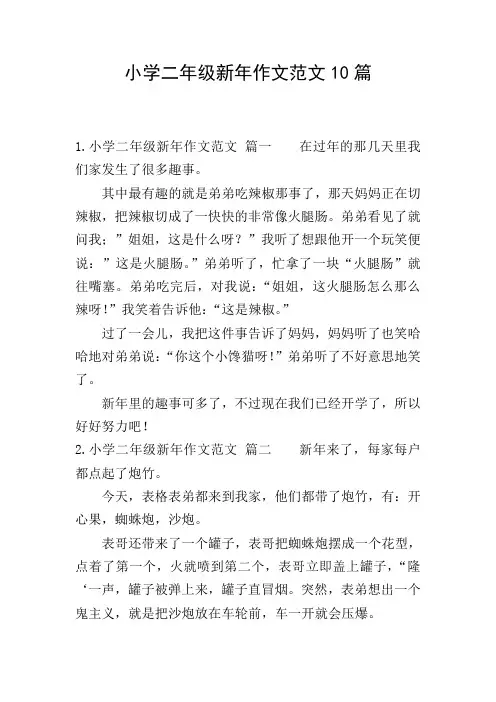 小学二年级新年作文范文10篇