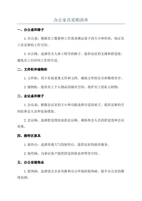 办公家具采购清单
