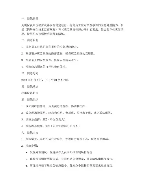 锅炉应急预案演练稿件