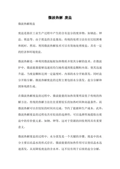 微波热解 废盐