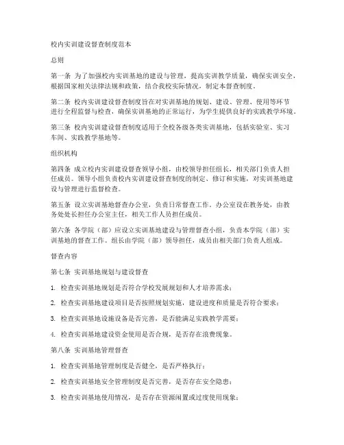 校内实训建设督查制度范本