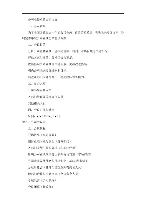 公司业绩总结会议方案