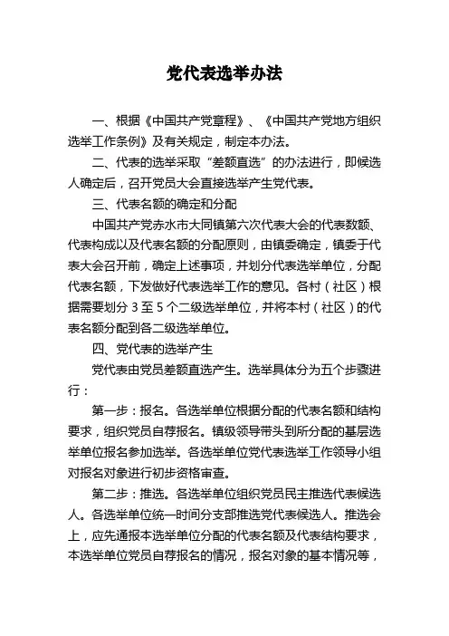 党代表选举办法