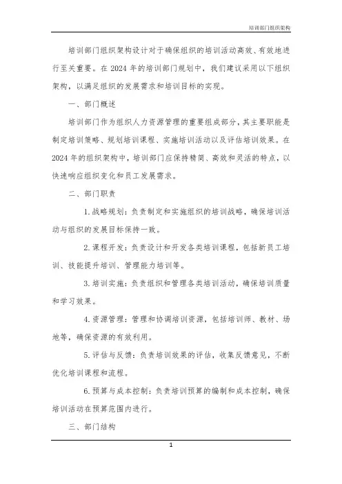 2024年培训部门组织架构
