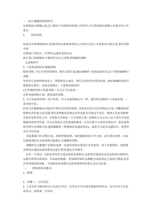 医疗器械耗材进医院流程