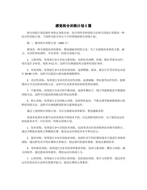 感觉统合训练计划5篇