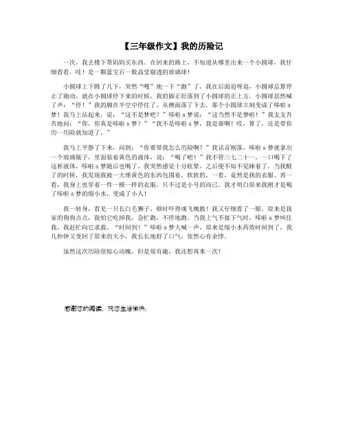 【三年级作文】我的历险记