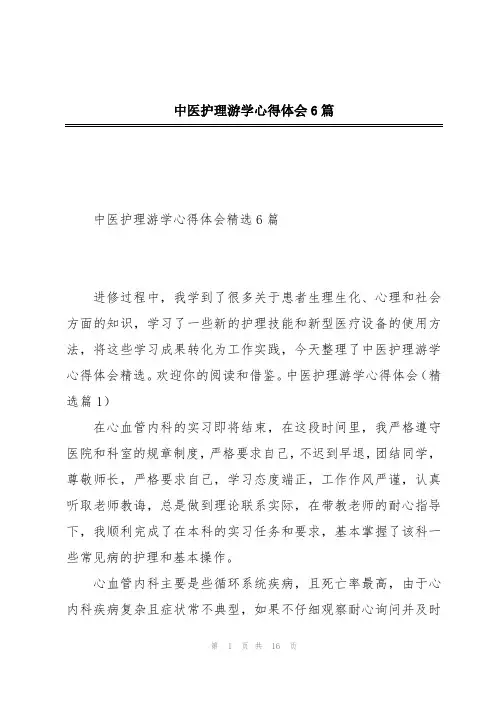 中医护理游学心得体会6篇