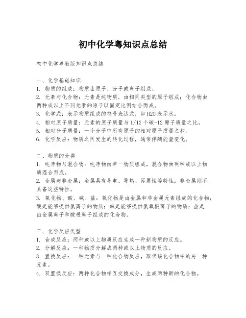 初中化学粤知识点总结