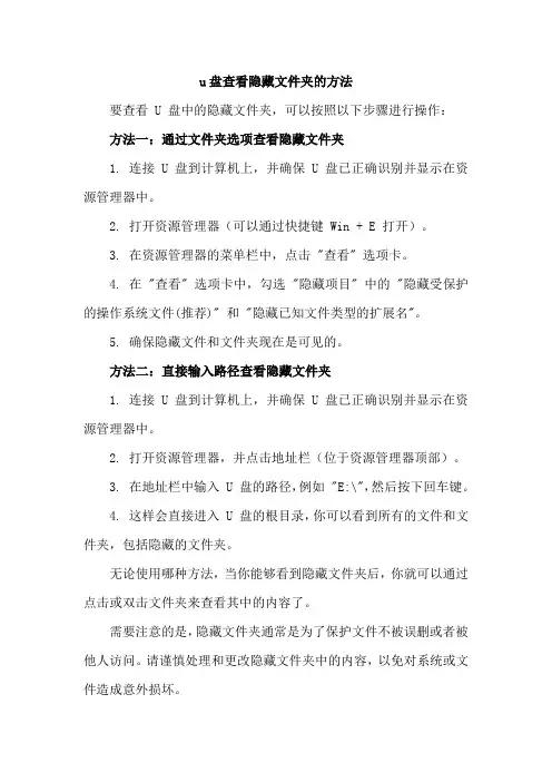 u盘查看隐藏文件夹的方法