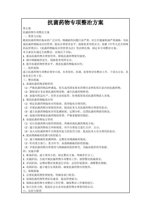 抗菌药物专项整治方案
