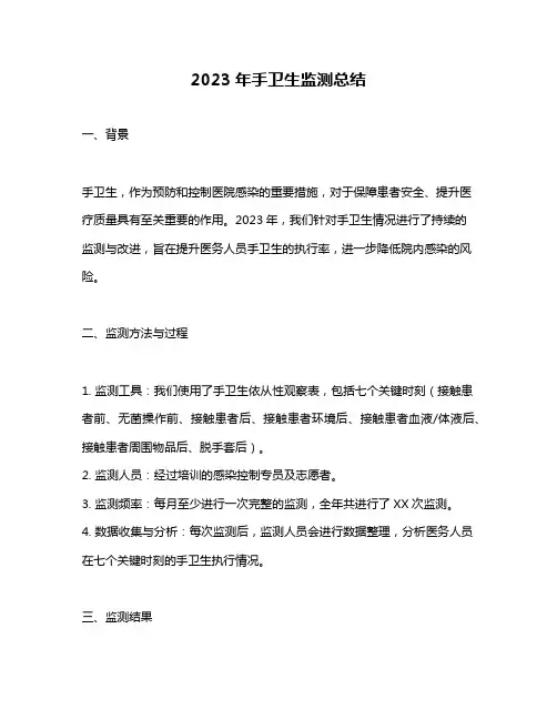 2023年手卫生监测总结
