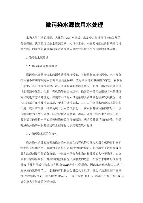 微污染水源饮用水处理