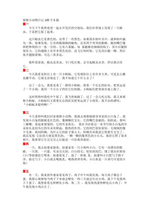 观察小动物日记100字6篇