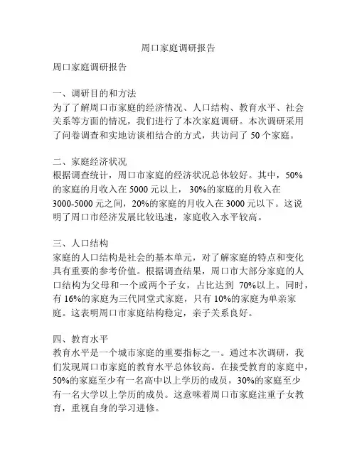 周口家庭调研报告
