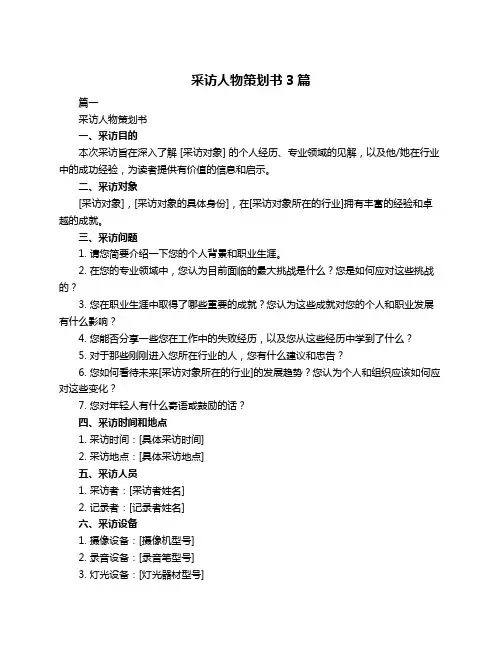 采访人物策划书3篇