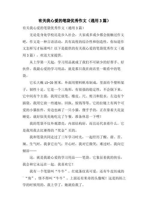 有关我心爱的笔袋优秀作文(通用3篇)