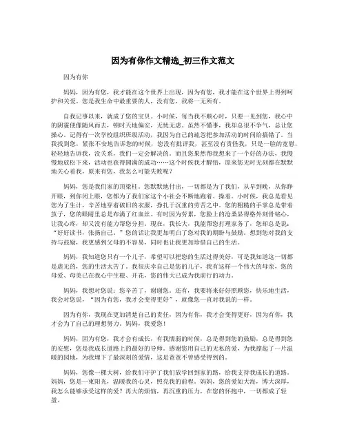 因为有你作文精选_初三作文范文