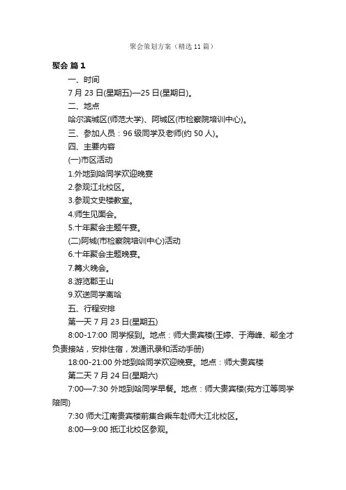 聚会策划方案（精选11篇）