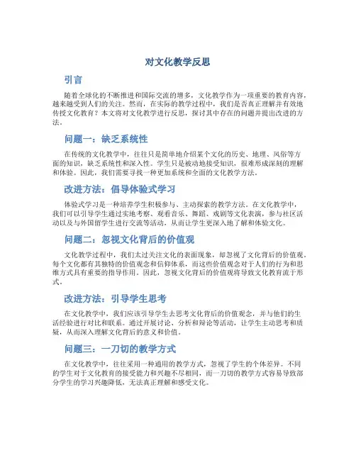 对文化教学反思