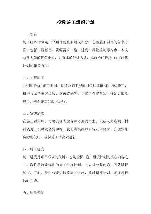 投标 施工组织计划