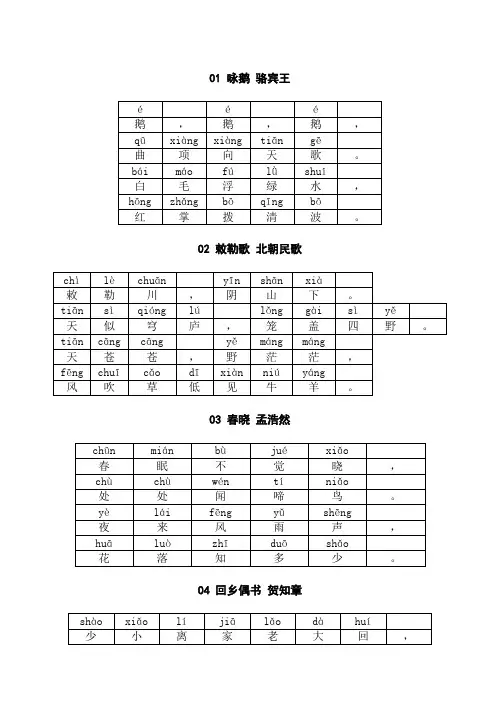 小学1_6年级必背古诗WORD版(带拼音)