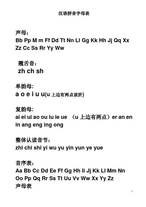 汉语拼音字母表-完整版-可A4打印