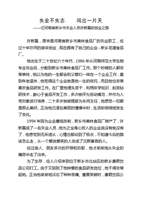新乡市失业人员许新磊的创业之路