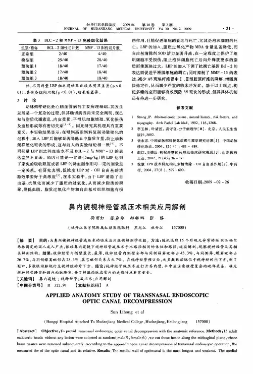 鼻内镜视神经管减压术相关应用解剖