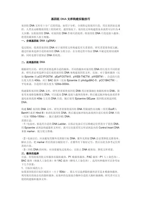 基因组DNA文库构建实验技巧