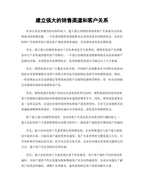建立强大的销售渠道和客户关系