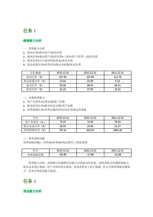 2017年电大财务报表分析网上形成性考核作业答案