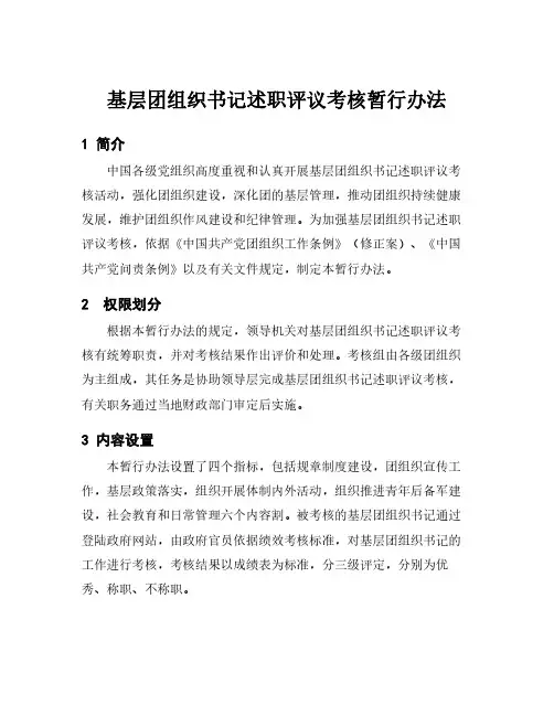 基层团组织书记述职评议考核暂行办法