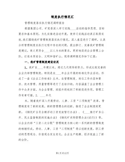 制度执行情况汇(四篇)