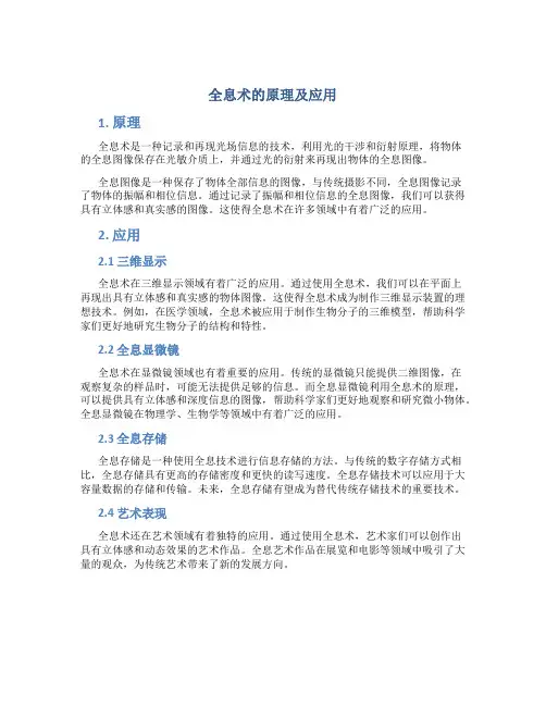 全息术的原理及应用