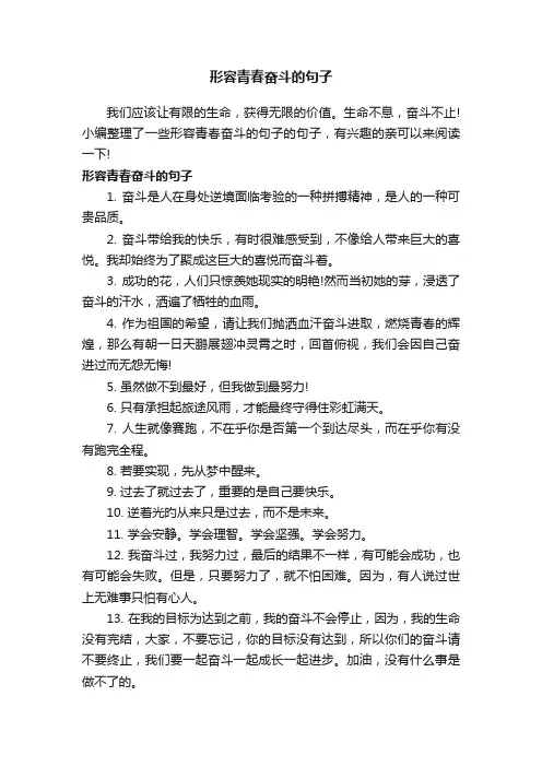 形容青春奋斗的句子