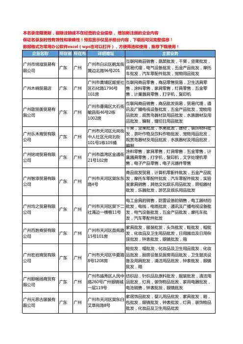 新版广东省广州眼镜钟表工商企业公司商家名录名单联系方式大全2643家