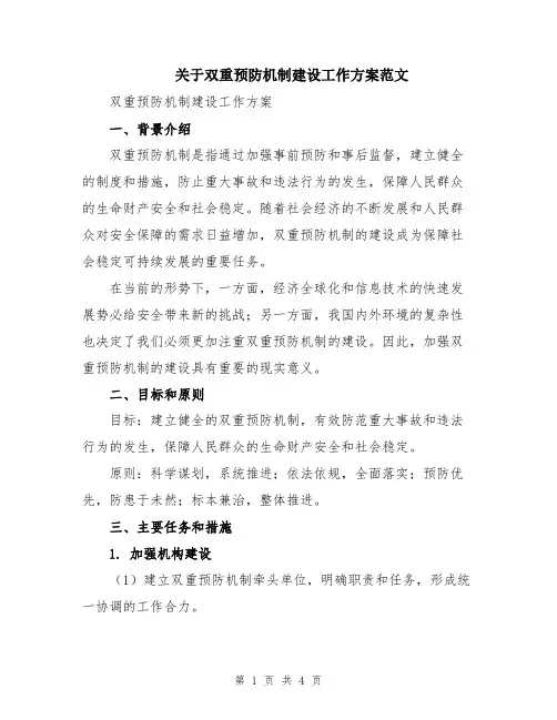 关于双重预防机制建设工作方案范文