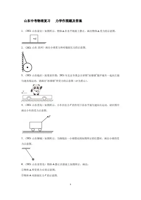 山东中考物理复习   力学作图题及答案
