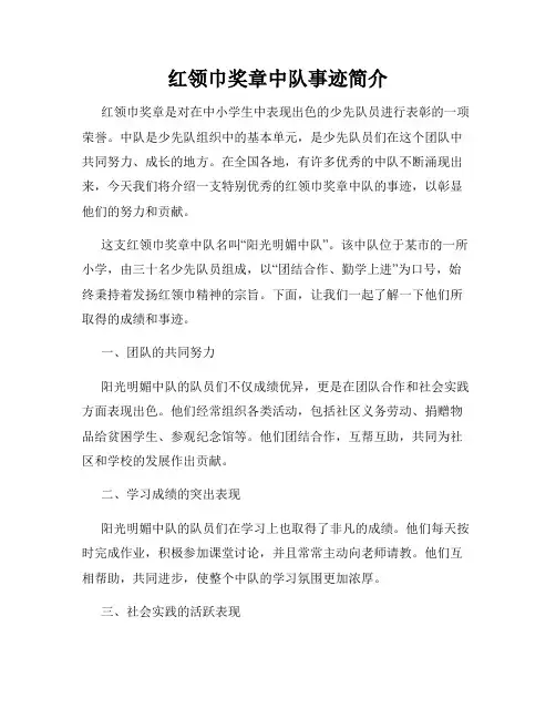 红领巾奖章中队事迹简介