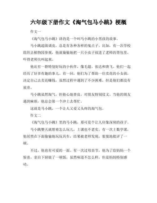六年级下册作文《淘气包马小跳》梗概