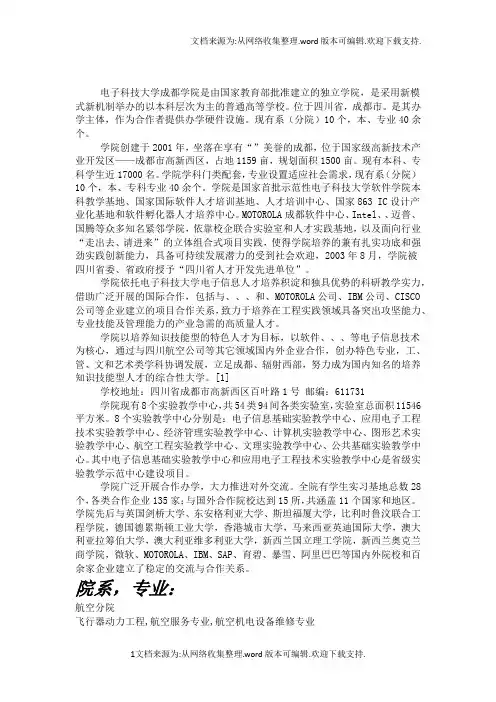 电子科技大学成都学院介绍,专业,评价