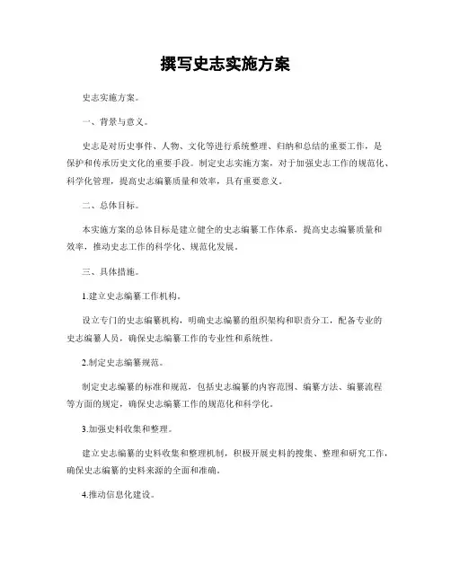 撰写史志实施方案