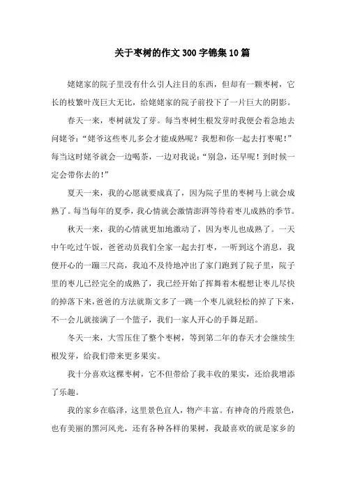 中小学关于枣树的作文300字锦集10篇