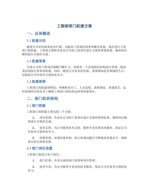 工程部部门组建方案