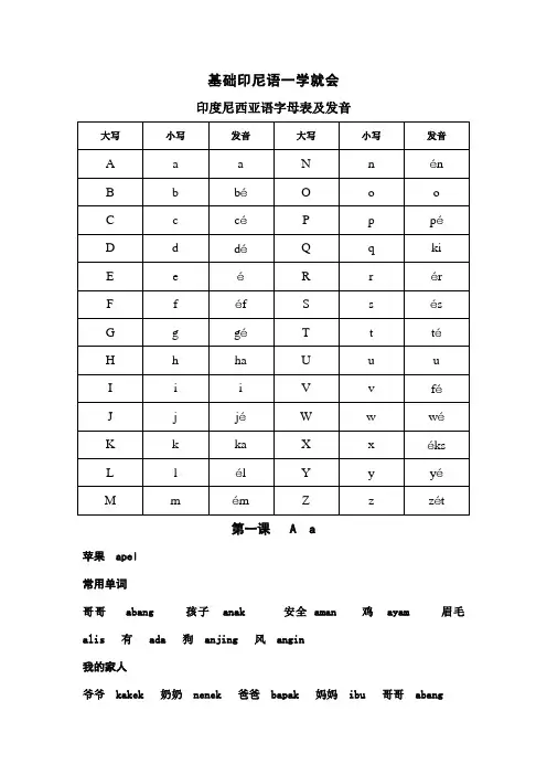 基础印尼语一学就会(印尼语发音与简单26课)