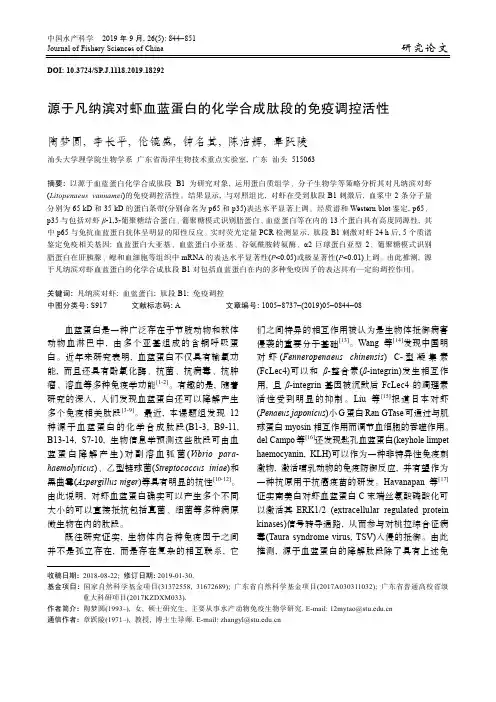 源于凡纳滨对虾血蓝蛋白的化学合成肽段的免疫调控活性