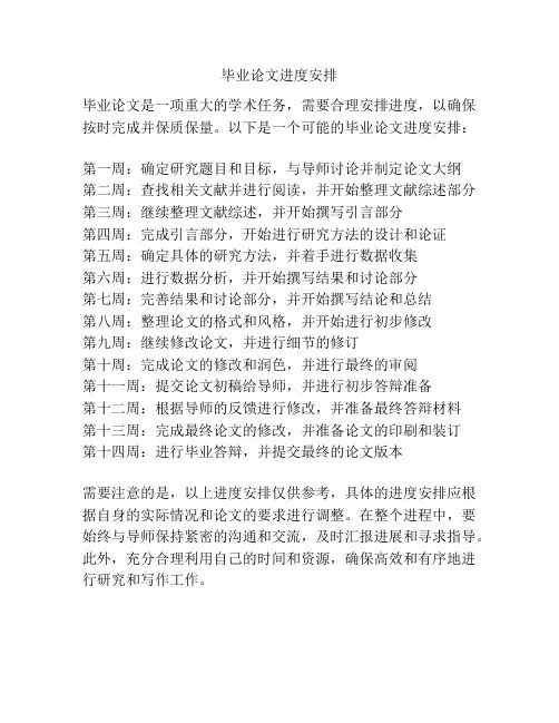 毕业论文进度安排